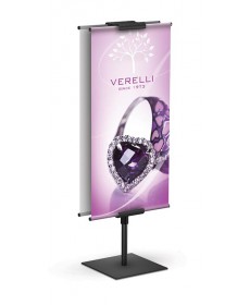 Table top telescopic banner stand with square base