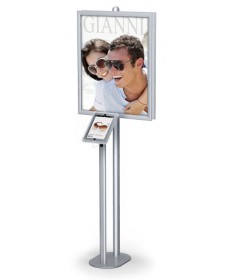 iPad stand with 2 of 22" x 28" snap open SnapFrames