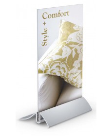 Metal tabletop sign holder base with clear acrylic pocket