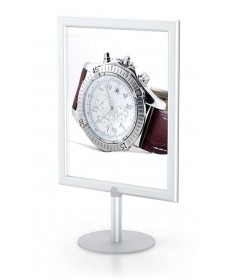 11x17 Double sided aluminum tabletop sign frame with round base